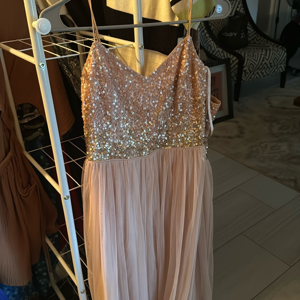 Adrianna Papell sequin floor length formal dress